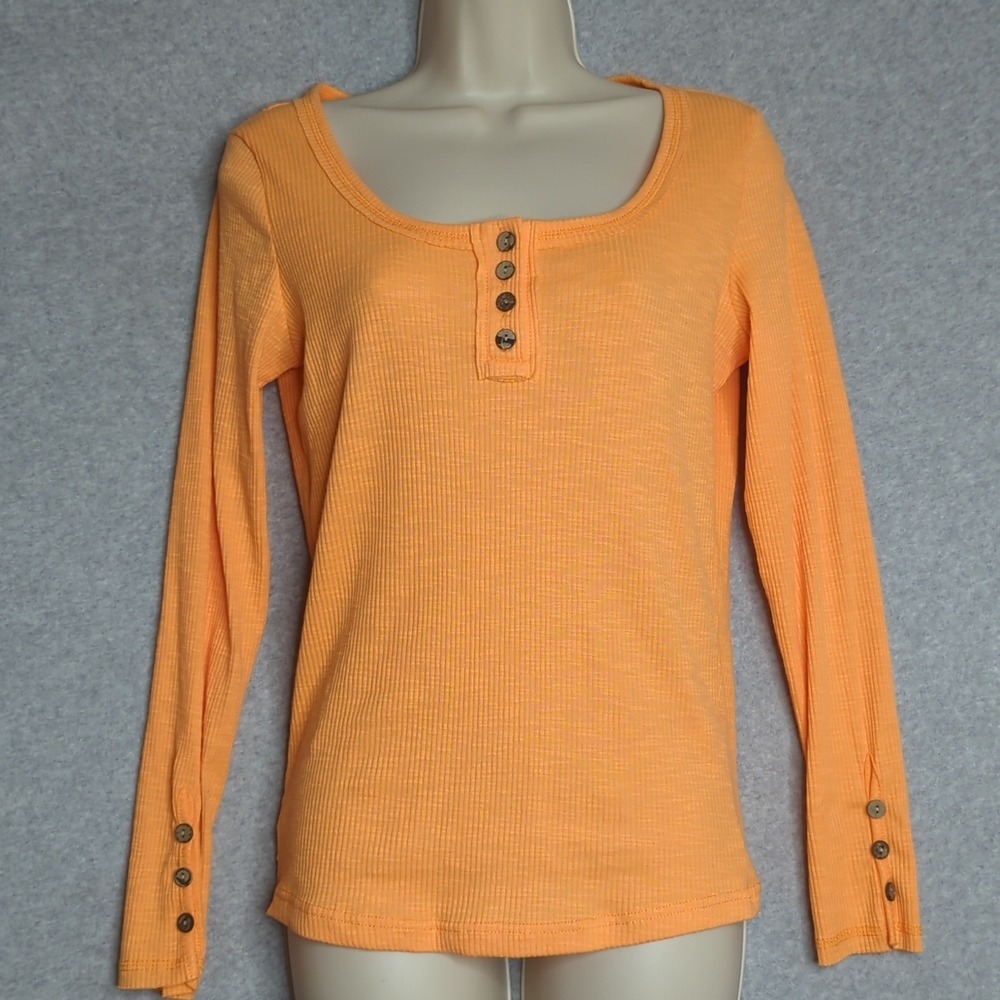 Kissfix Women's Ribbed Knit Long Sleeve Top, Casual‎ Button-Down Henly Shirt